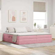 Opbergbed 200x200 cm roze fluweel