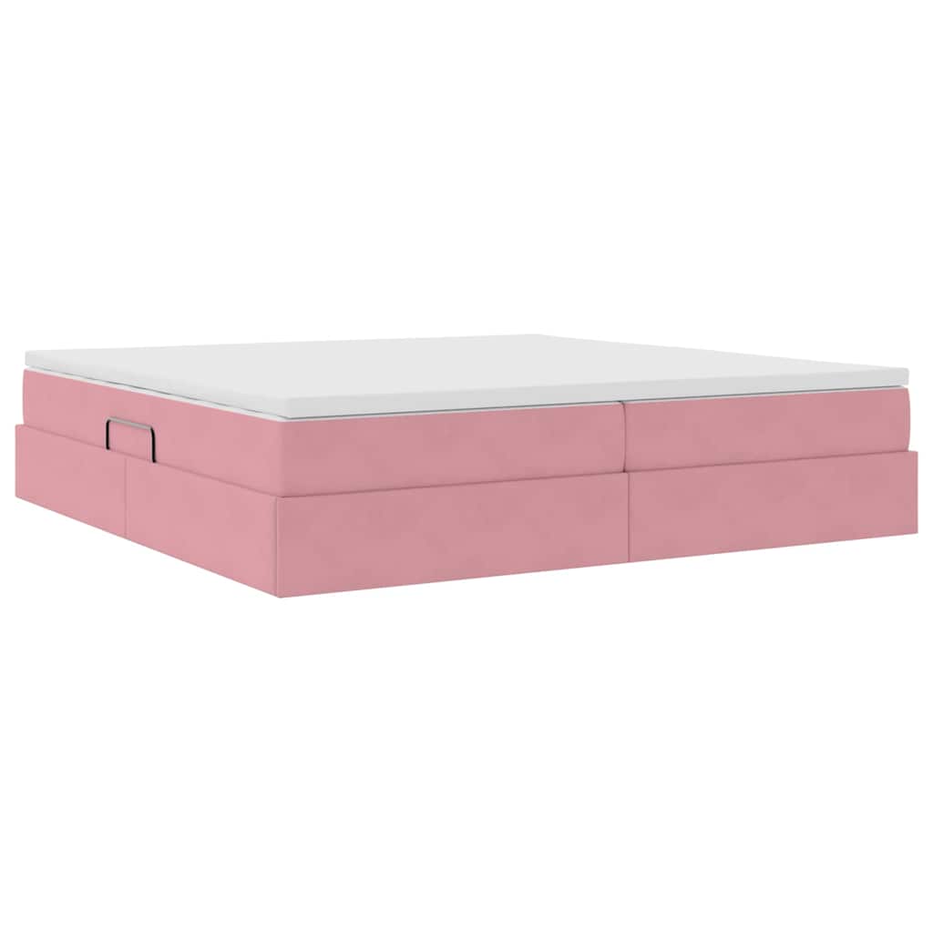 Opbergbed met matras met matras Roze 200 x 200 cm Fluweel