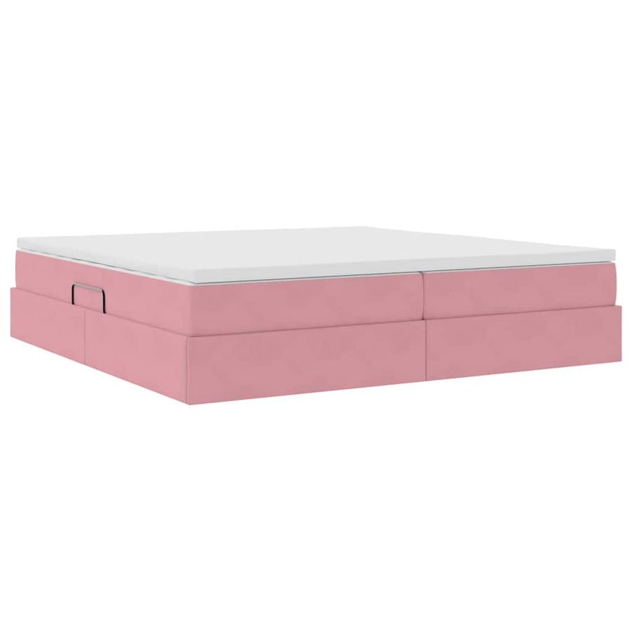 Opbergbed met matras met matras Roze 200 x 200 cm Fluweel