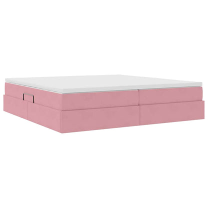Opbergbed met matras met matras Roze 200 x 200 cm Fluweel