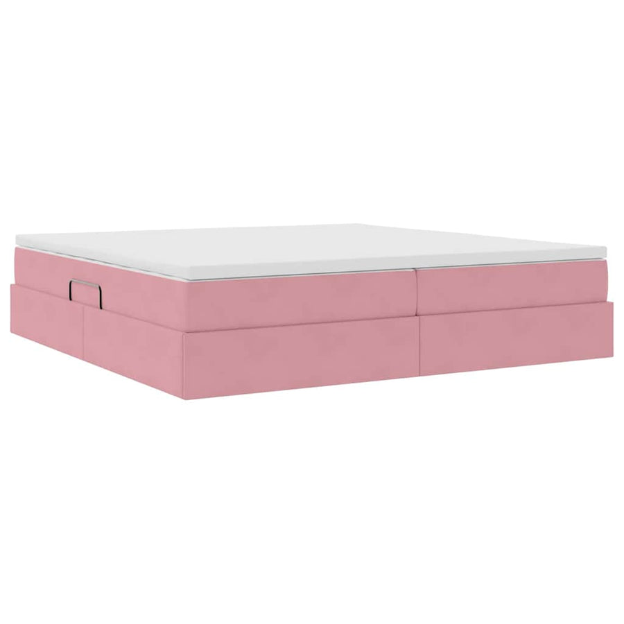 Opbergbed met matras met matras Roze 200 x 200 cm Fluweel