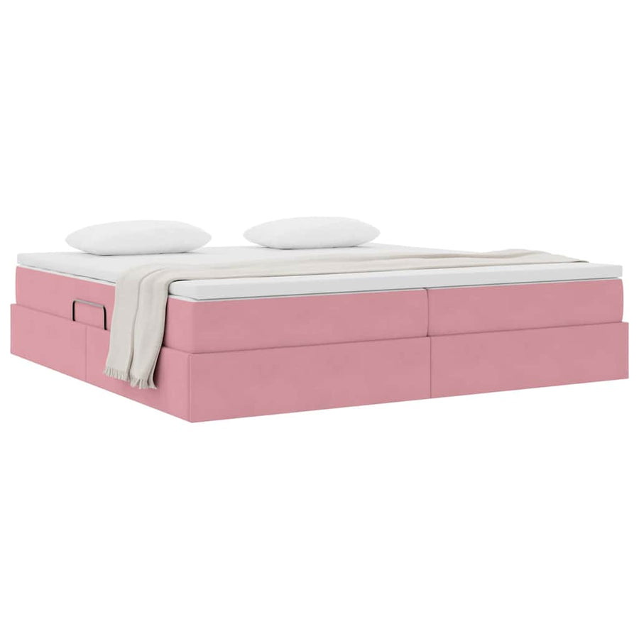 Opbergbed met matras met matras Roze 200 x 200 cm Fluweel