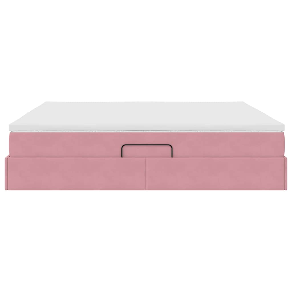 Opbergbed met matras met matras Roze 200 x 200 cm Fluweel