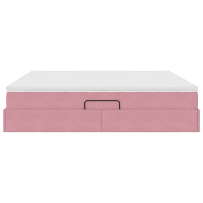 Opbergbed met matras met matras Roze 200 x 200 cm Fluweel