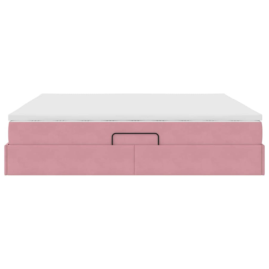 Opbergbed met matras met matras Roze 200 x 200 cm Fluweel
