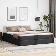 Opbergbed 180x200 cm zwart nep leer