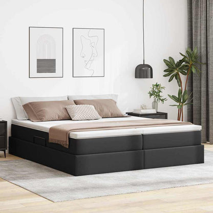 Opbergbed met matras met matras Zwart 180 x 200 cm Nep Leer