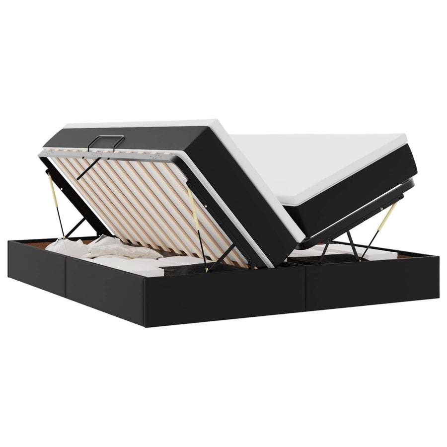 Opbergbed met matras met matras Zwart 180 x 200 cm Nep Leer