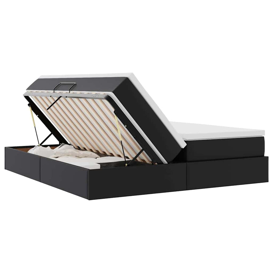 Opbergbed met matras met matras Zwart 180 x 200 cm Nep Leer