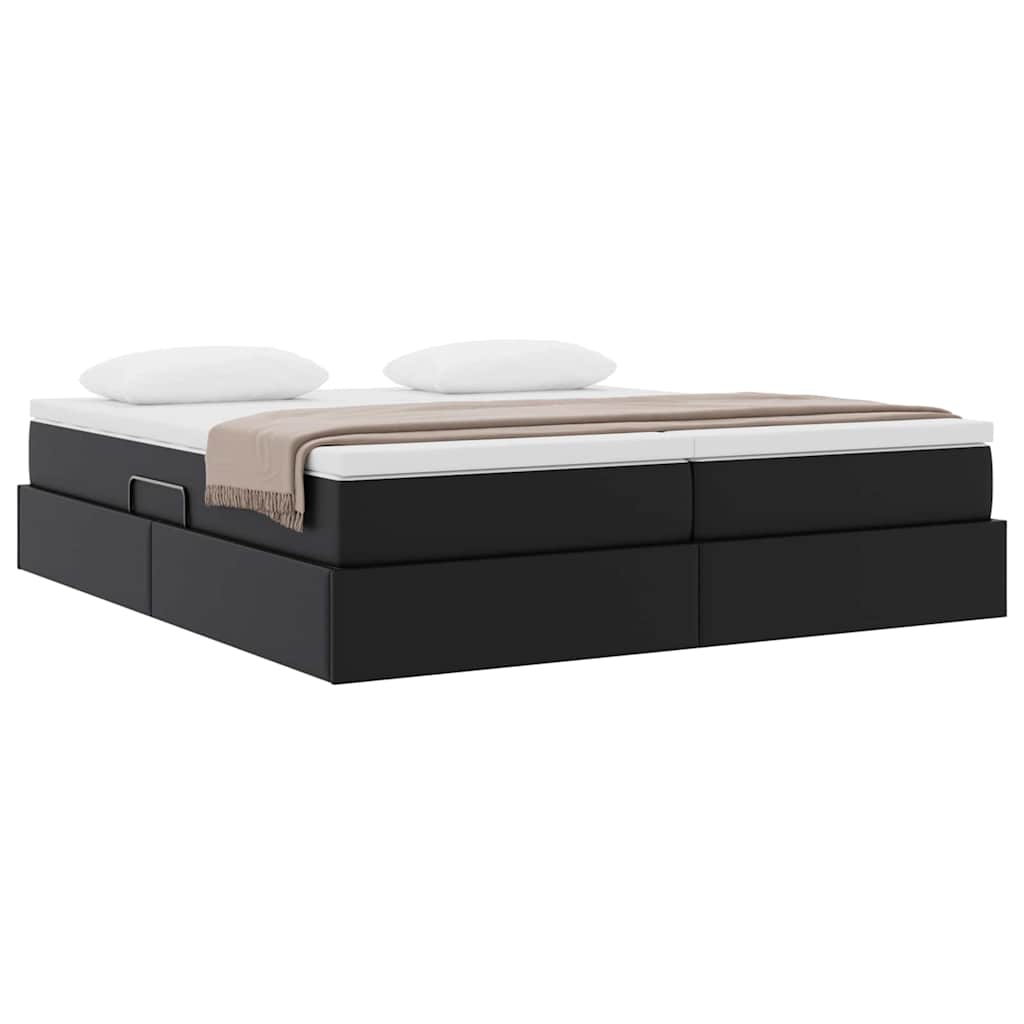 Opbergbed met matras met matras Zwart 180 x 200 cm Nep Leer