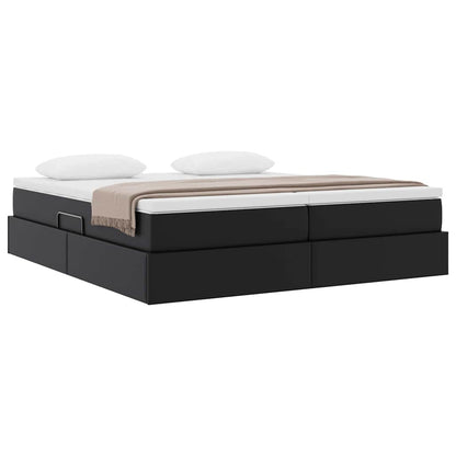 Opbergbed met matras met matras Zwart 180 x 200 cm Nep Leer