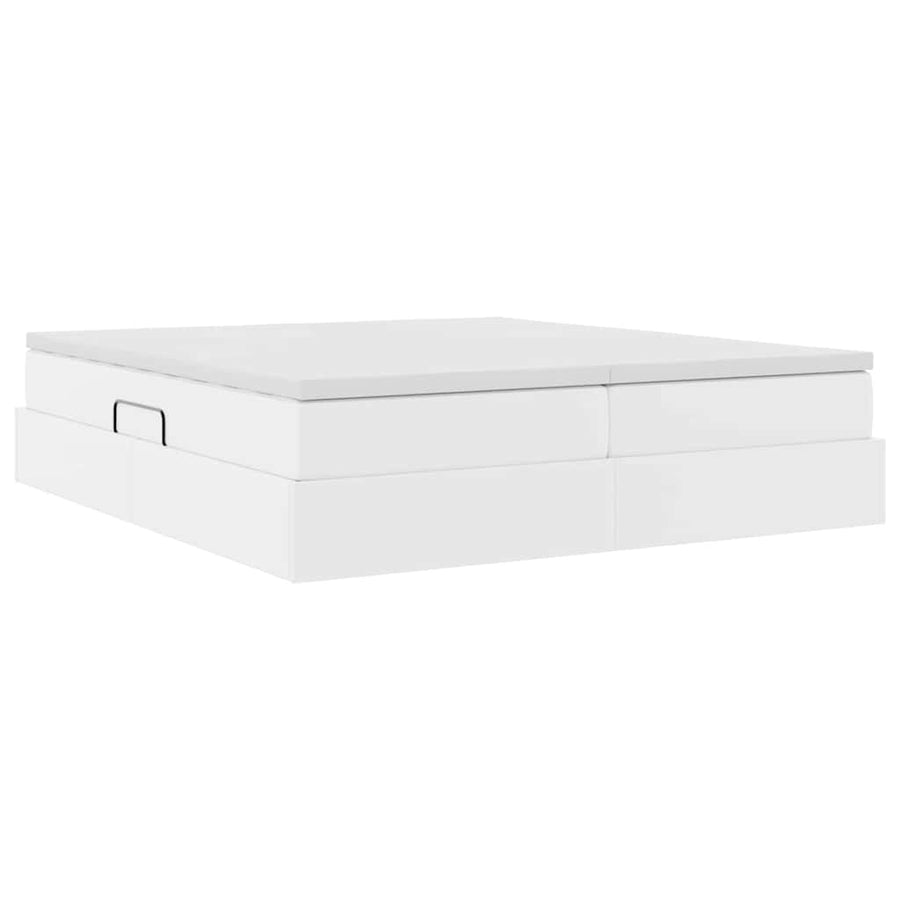 Opbergbed met matras met matras Wit 180 x 200 cm Nep Leer