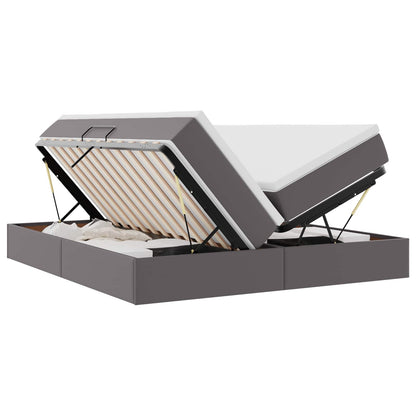 Opbergbed met matras met matras Grijs 180 x 200 cm Nep Leer