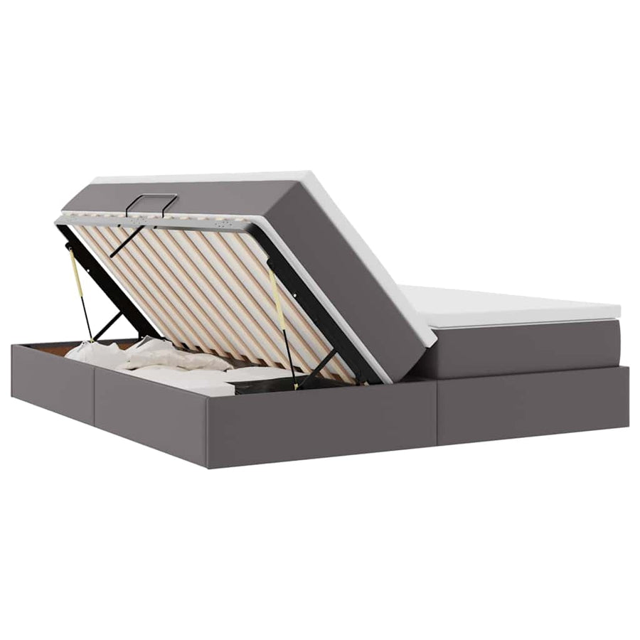 Opbergbed met matras met matras Grijs 180 x 200 cm Nep Leer