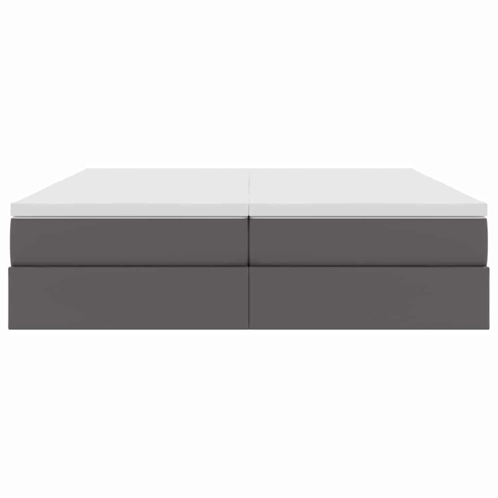 Opbergbed met matras met matras Grijs 180 x 200 cm Nep Leer