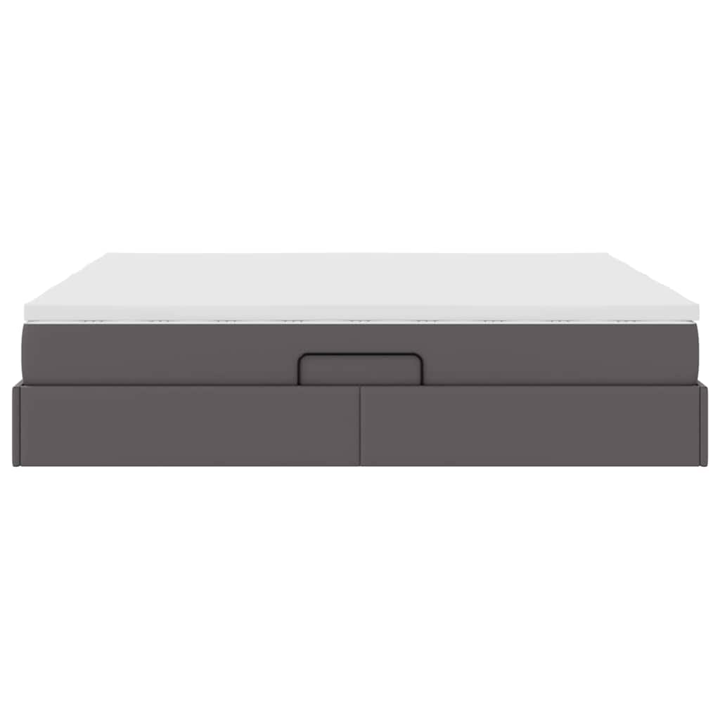 Opbergbed met matras met matras Grijs 180 x 200 cm Nep Leer