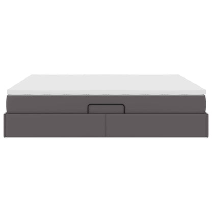 Opbergbed met matras met matras Grijs 180 x 200 cm Nep Leer
