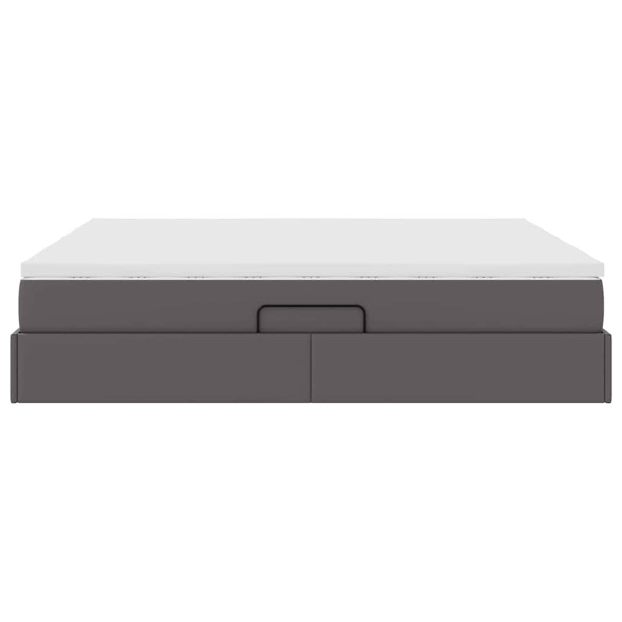 Opbergbed met matras met matras Grijs 180 x 200 cm Nep Leer