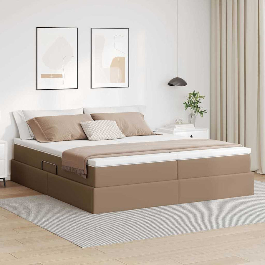 Opbergbed met matras Cappuccino 180 x 200 cm Nep Leer