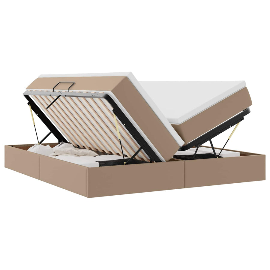 Opbergbed met matras Cappuccino 180 x 200 cm Nep Leer