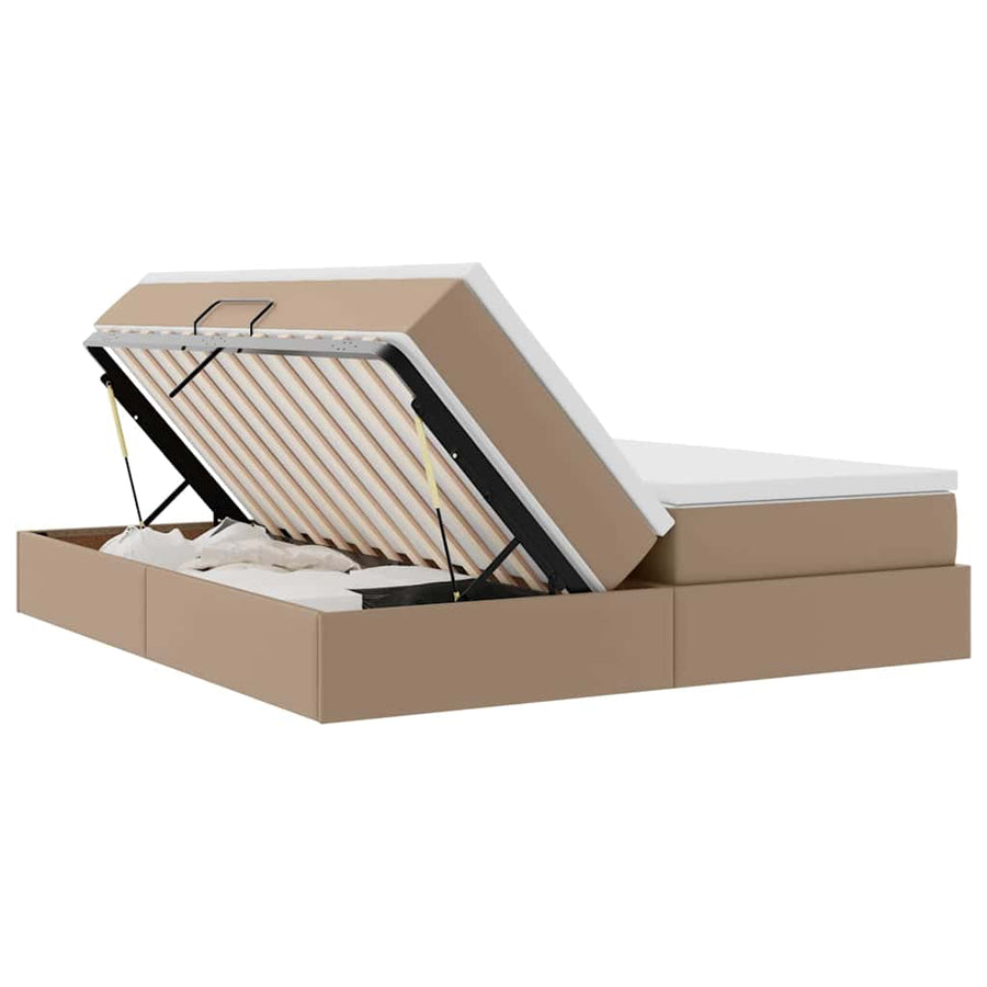 Opbergbed met matras Cappuccino 180 x 200 cm Nep Leer