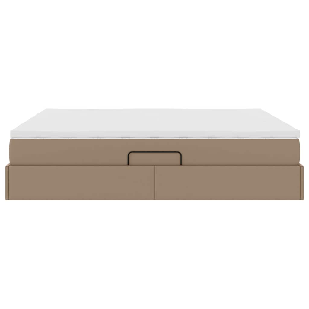 Opbergbed met matras Cappuccino 180 x 200 cm Nep Leer