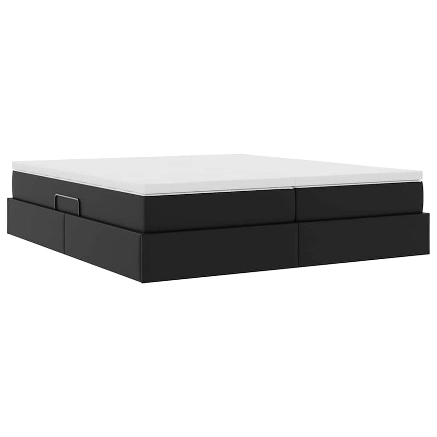 Opbergbed met matras met matras Zwart 200 x 200 cm Nep Leer