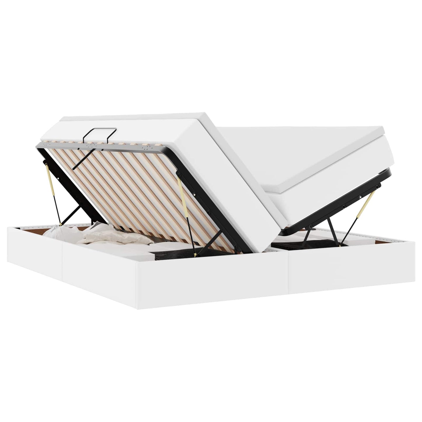 Opbergbed met matras met matras Wit 200 x 200 cm Nep Leer