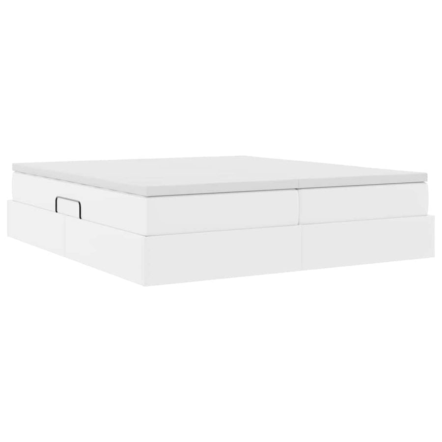 Opbergbed met matras met matras Wit 200 x 200 cm Nep Leer