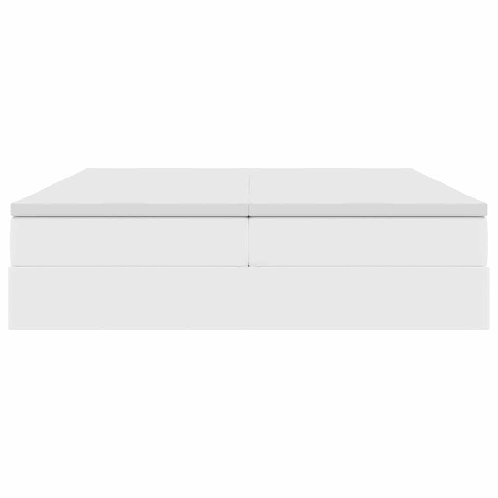 Opbergbed met matras met matras Wit 200 x 200 cm Nep Leer