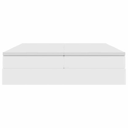 Opbergbed met matras met matras Wit 200 x 200 cm Nep Leer