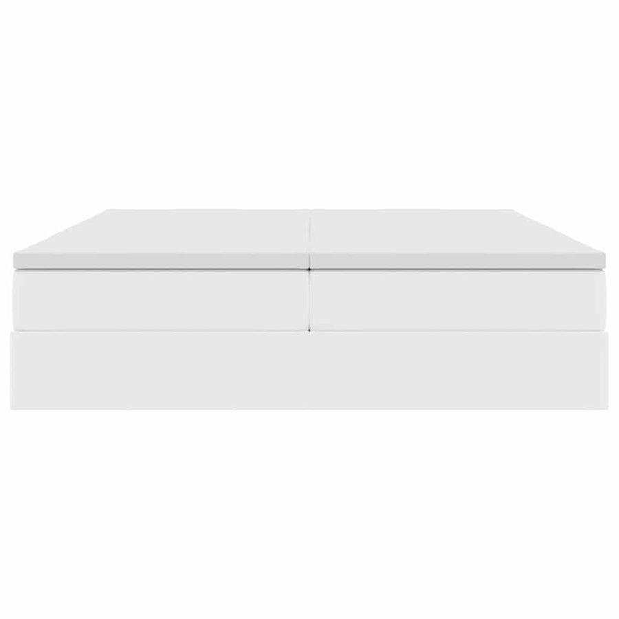Opbergbed met matras met matras Wit 200 x 200 cm Nep Leer