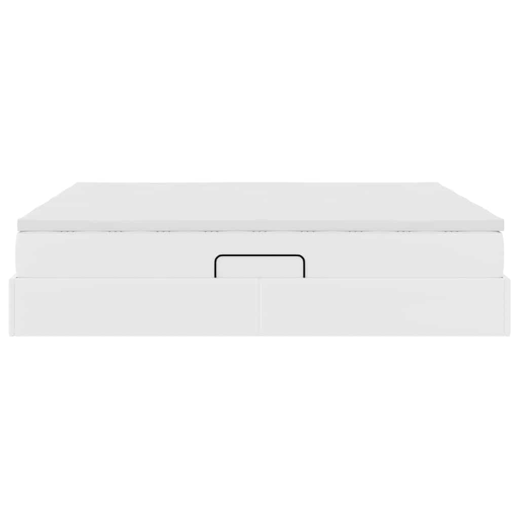 Opbergbed met matras met matras Wit 200 x 200 cm Nep Leer