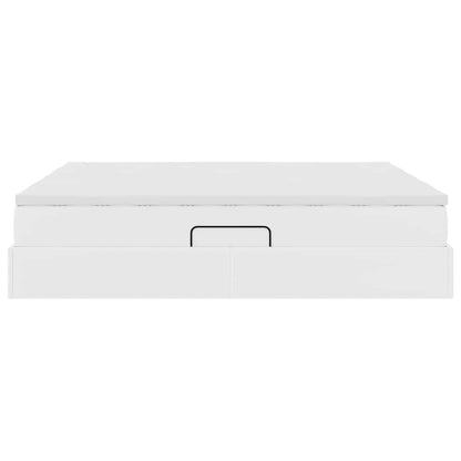 Opbergbed met matras met matras Wit 200 x 200 cm Nep Leer