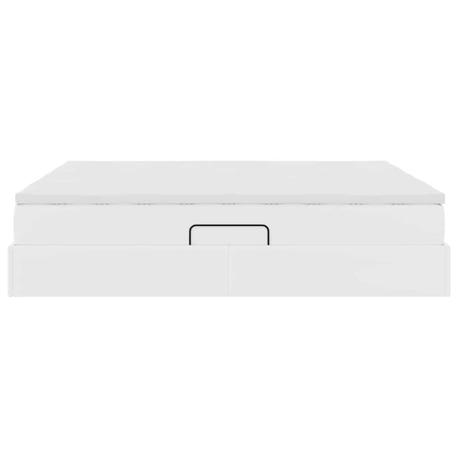 Opbergbed met matras met matras Wit 200 x 200 cm Nep Leer
