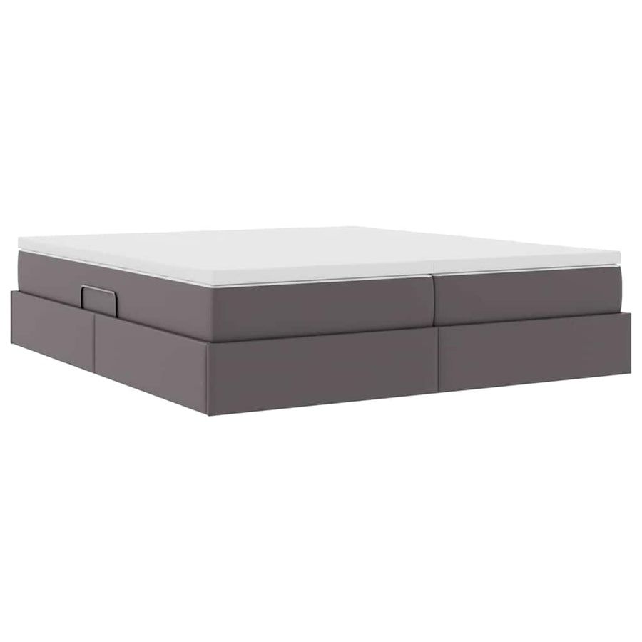 Opbergbed met matras met matras Grijs 200 x 200 cm Nep Leer