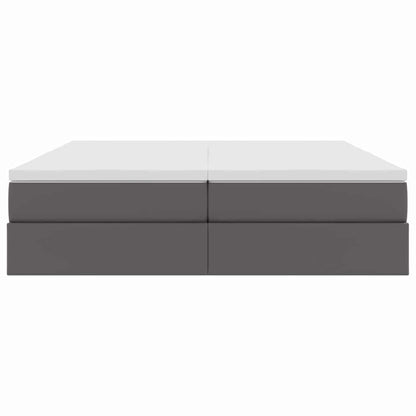 Opbergbed met matras met matras Grijs 200 x 200 cm Nep Leer