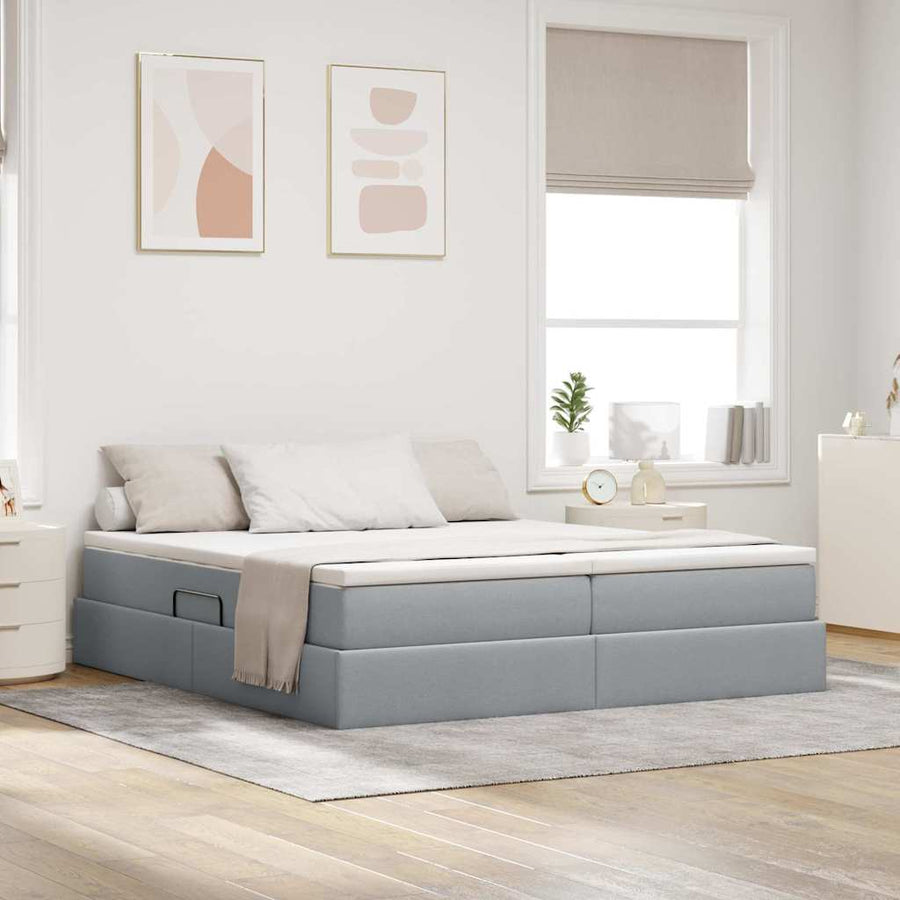 Opbergbed met matras Lichtgrijs 180 x 200 cm Polyester