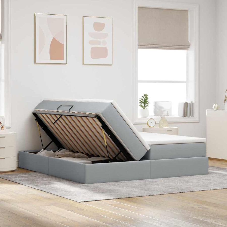 Opbergbed met matras Lichtgrijs 180 x 200 cm Polyester