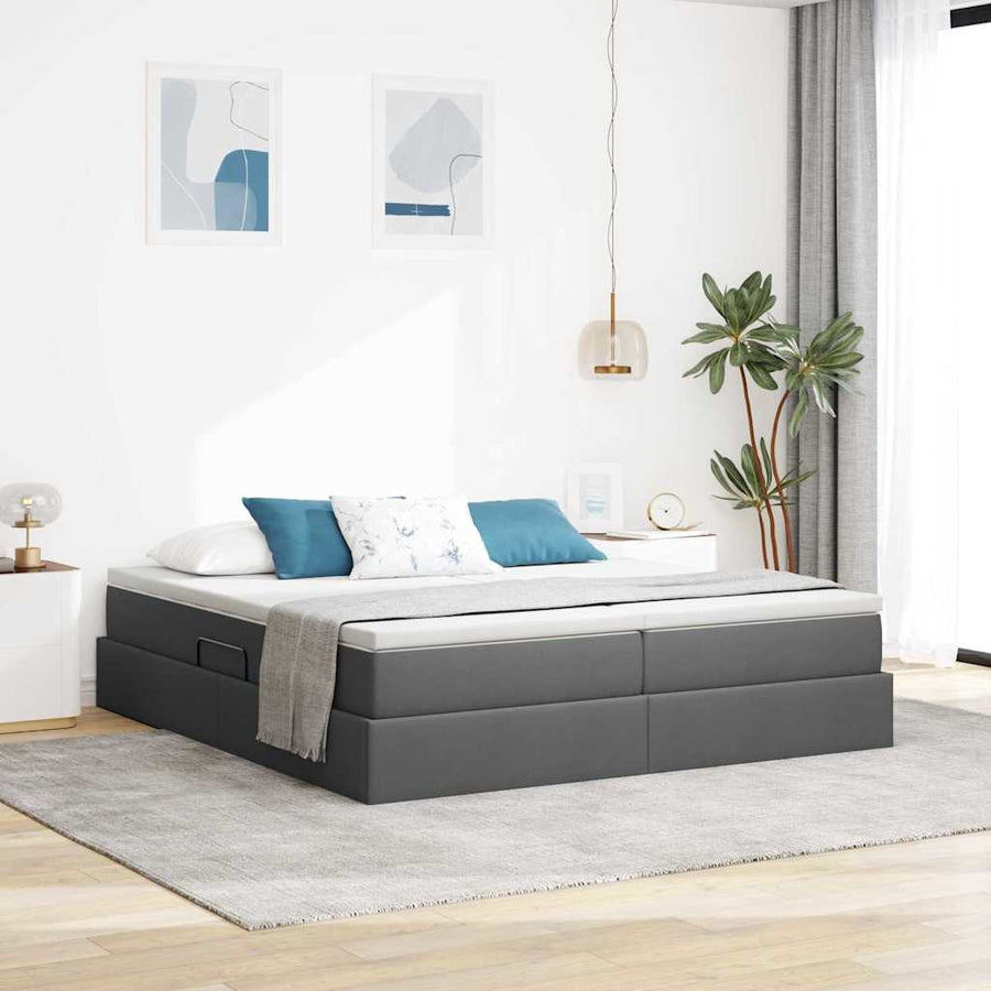 Opbergbed met matras Donkergrijs 180 x 200 cm Polyester