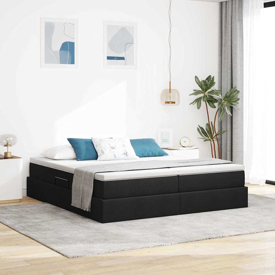Opbergbed met matras met matras Zwart 180 x 200 cm Polyester