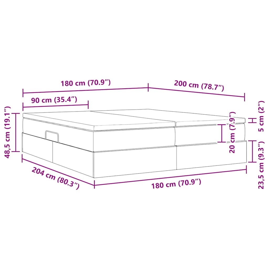 Opbergbed met matras met matras Zwart 180 x 200 cm Polyester