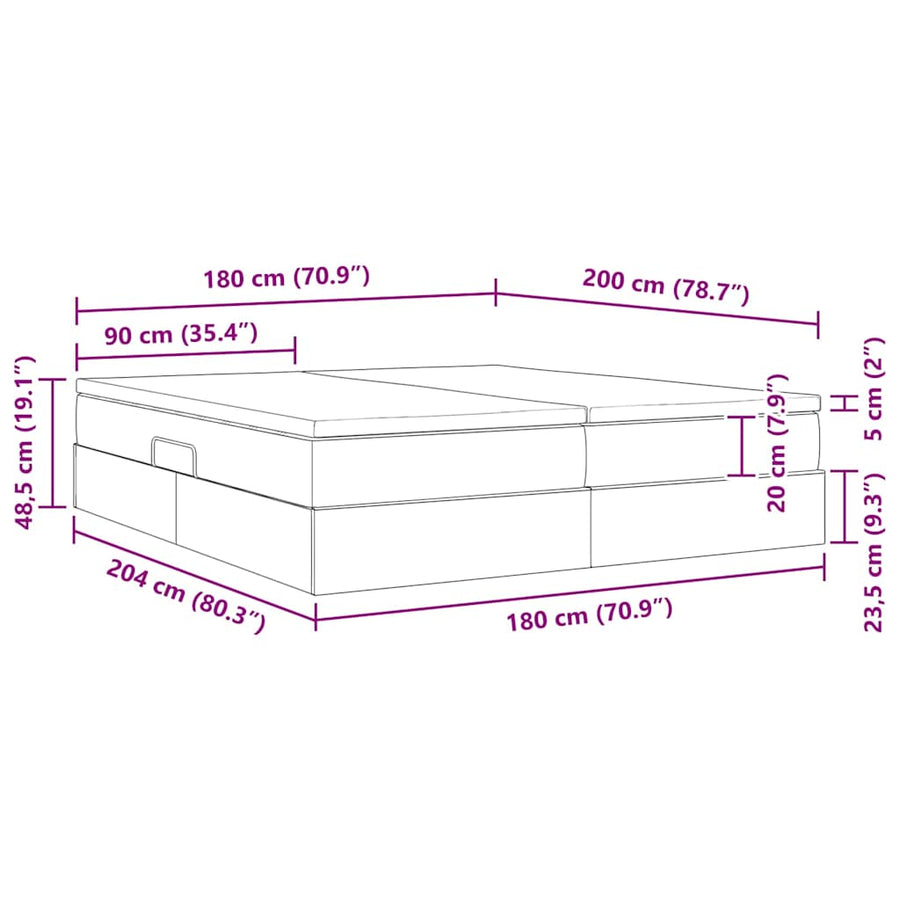 Opbergbed met matras met matras Zwart 180 x 200 cm Polyester