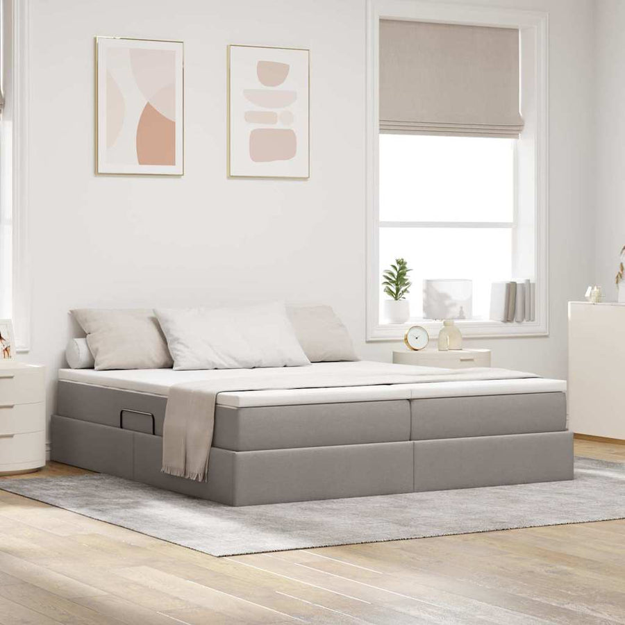 Opbergbed met matras met matras Taupe 180 x 200 cm Polyester