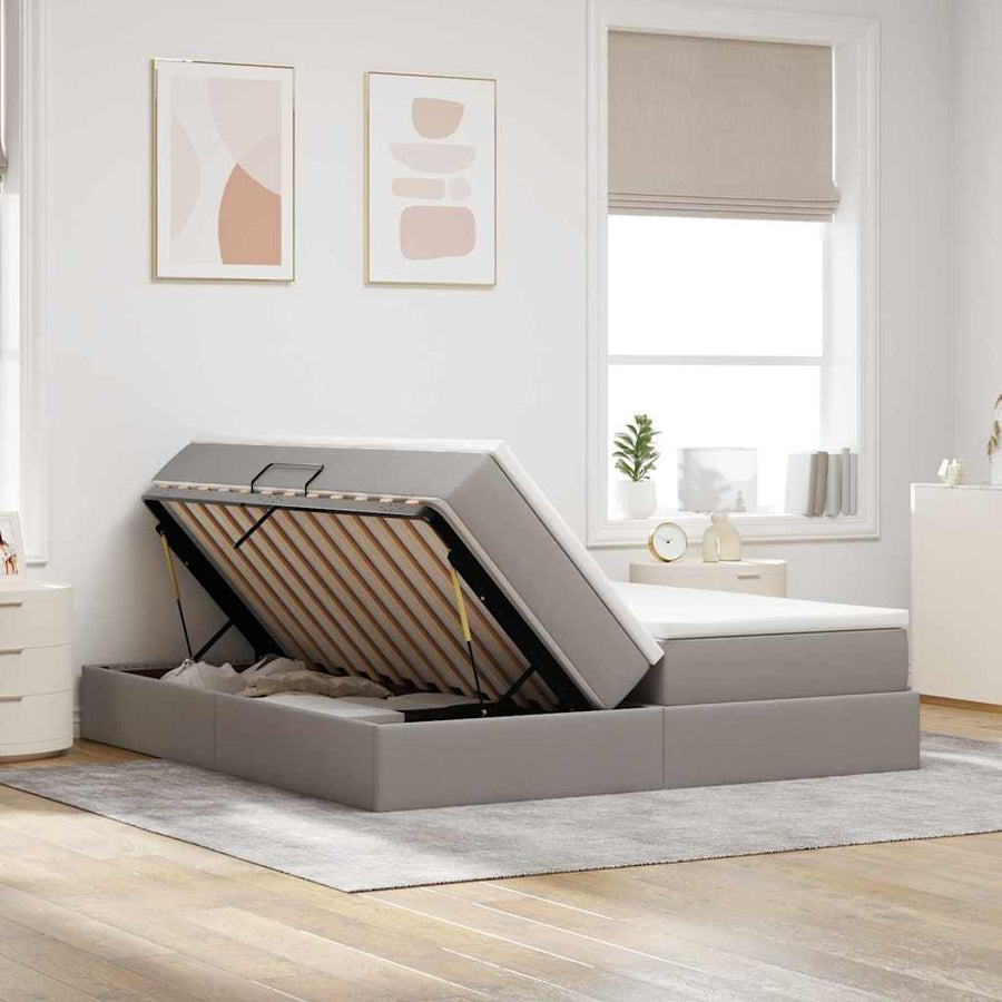 Opbergbed met matras met matras Taupe 180 x 200 cm Polyester
