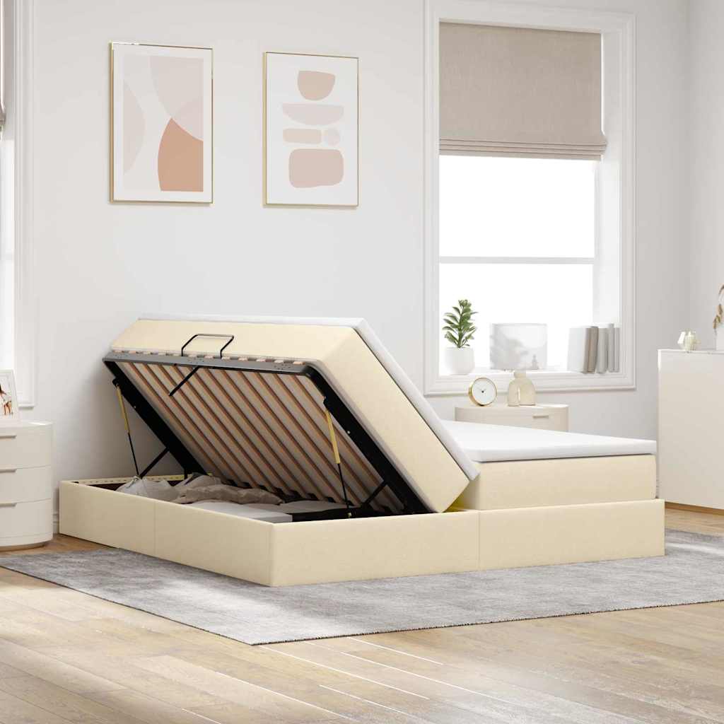 Opbergbed met matras met matras Crème 180 x 200 cm Polyester