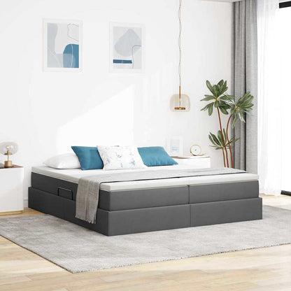 Opbergbed met matras Donkergrijs 200 x 200 cm Polyester