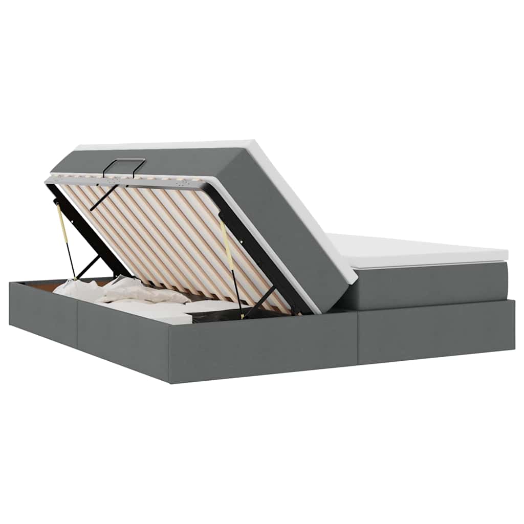 Opbergbed met matras Donkergrijs 200 x 200 cm Polyester