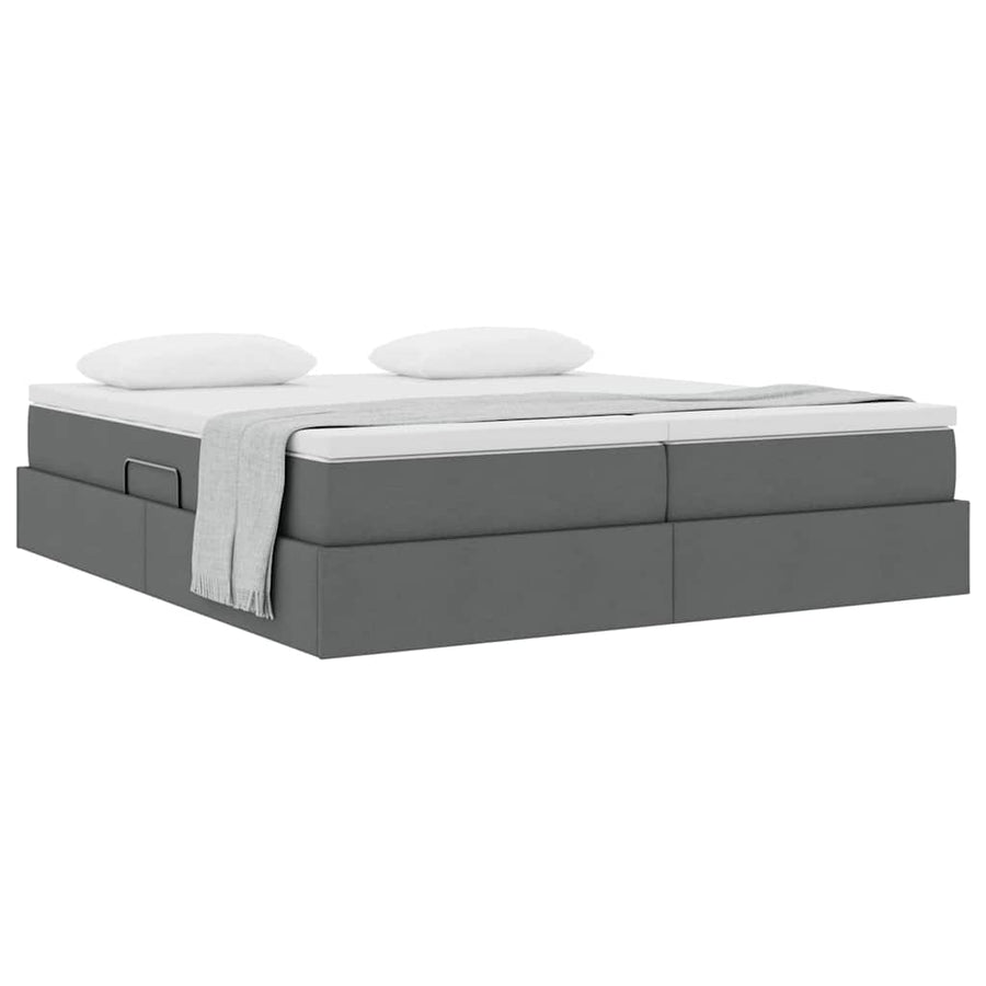 Opbergbed met matras Donkergrijs 200 x 200 cm Polyester