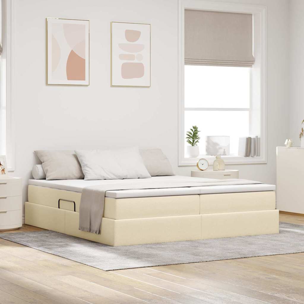 Opbergbed met matras met matras Crème 200 x 200 cm Polyester